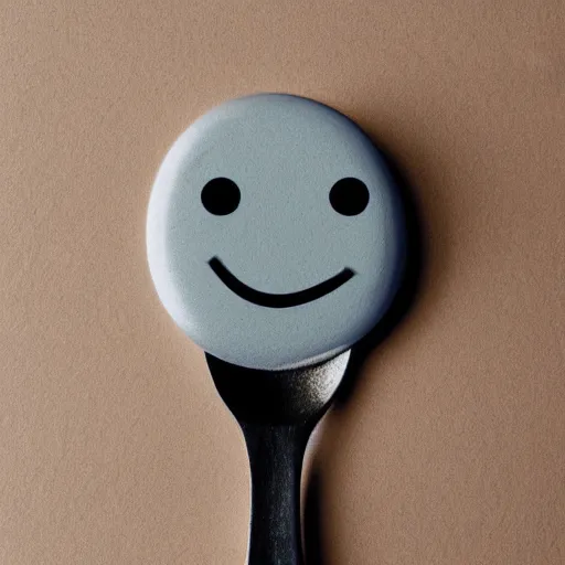 Image similar to a fully dressed spoon with eyes and a smile by simon stalhagen