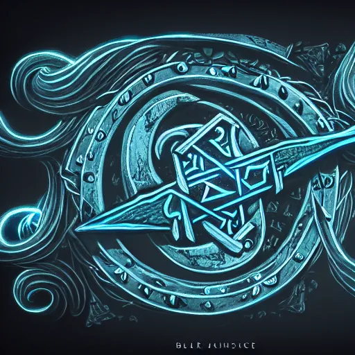 Image similar to black dagger, weapon design, vines, blue glowing runes, intricate, ben andrews, rossdraws, jeongming lee, unreal engine, highly detailed