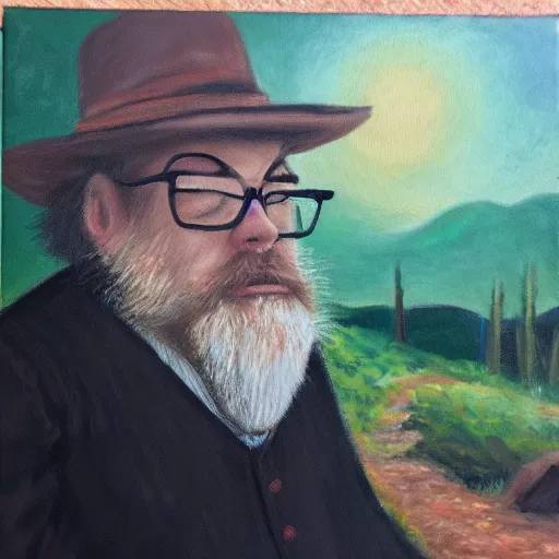 Image similar to neckbeard in his natural habitat, masterpiece, oil paint