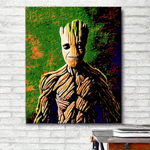 Prompt: Groot as a paint by number canvas