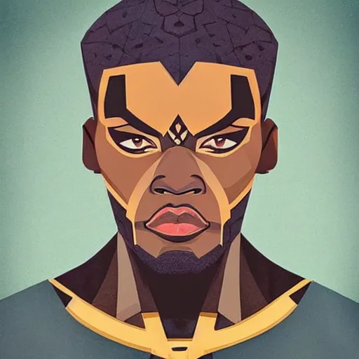 Prompt: incredible geometric pop culture illustrations black panther