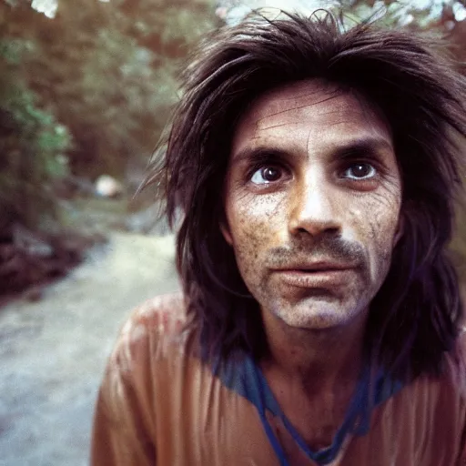 Prompt: closeup portrait of Sonic escaping from the city, by Steve McCurry and David Lazar, natural light, detailed face, CANON Eos C300, ƒ1.8, 35mm, 8K, medium-format print