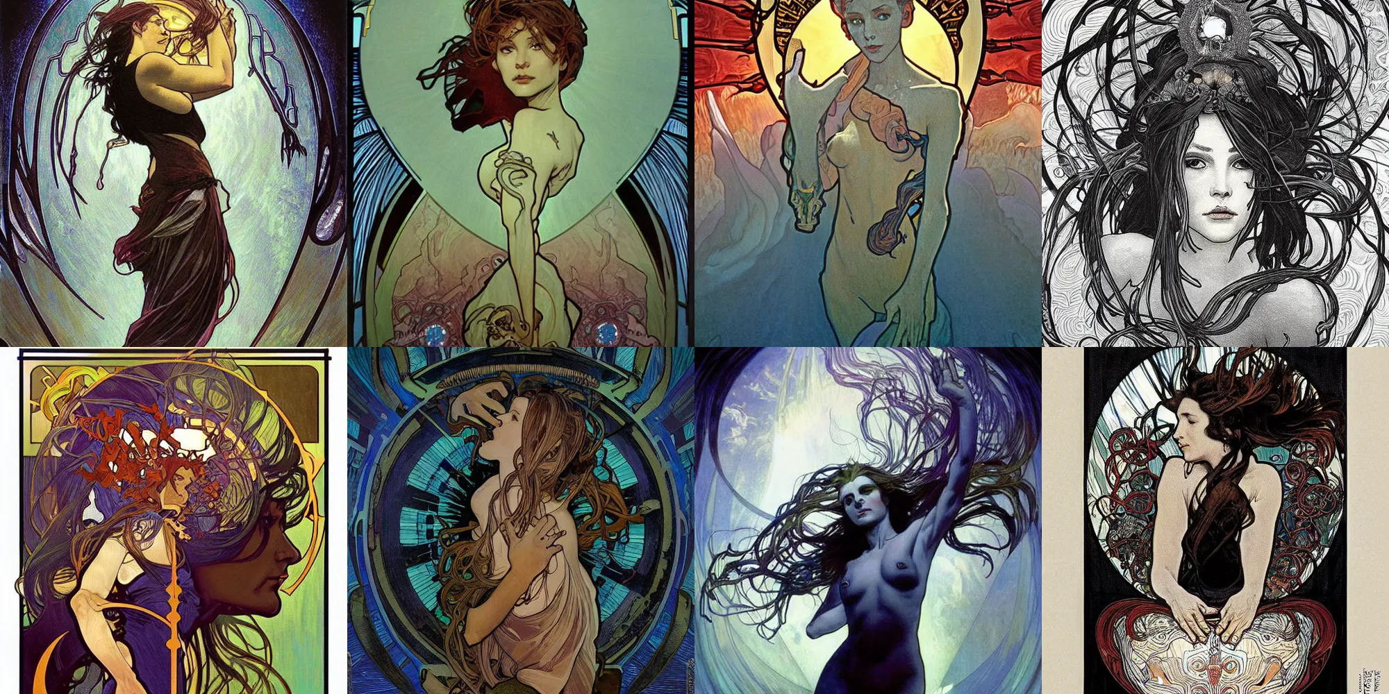 Prompt: photorealistic emotionally evoking symbolic metaphor art Dave McCaig, photorealistic emotionally evoking symbolic metaphor art Alphonse Mucha, photorealistic emotionally evoking symbolic metaphor art Greg Tocchini,Millennia ago, mankind fled the earth's surface into the bottomless depths of the darkest oceans. Shielded from a merciless sun's scorching radiation, the human race tried to stave off certain extinction by sending robotic probes far into the galaxy to search for a new home among the stars,soft,light,bright,epic,awesome,digital art