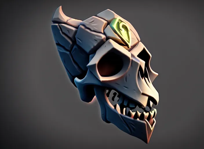 Image similar to wraith skull, stylized stl, 3 d render, activision blizzard style, hearthstone style