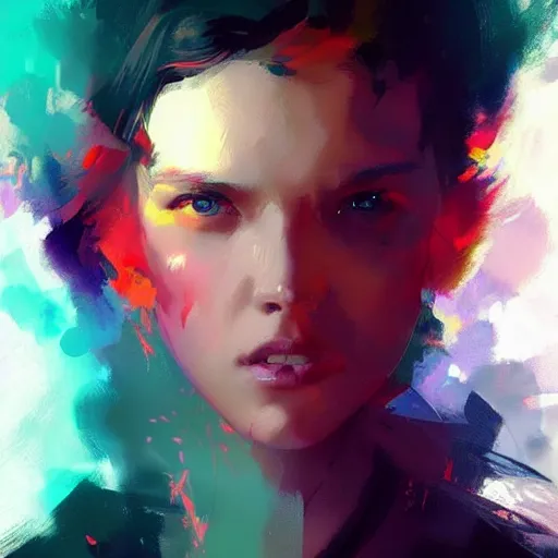 Image similar to portrait of a beautiful alyx vance, volume lighting, concept art, by greg rutkowski!!, colorful, xray melting colors!!