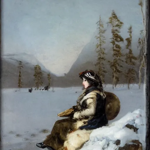 Image similar to female arctic explorer by alfred stevens