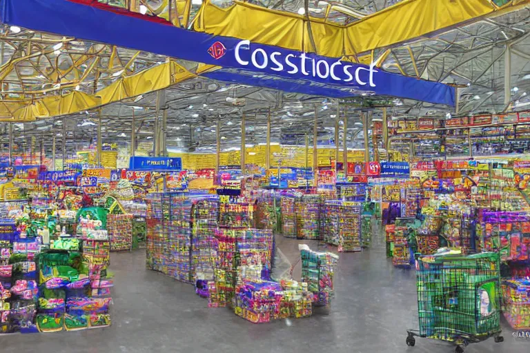 Image similar to magical costco, digital art