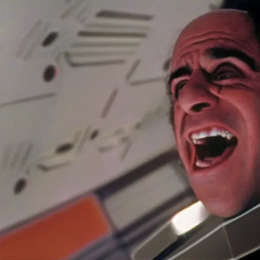 Prompt: A still of Danny Devito screaming in 2001: A Space Odyssey