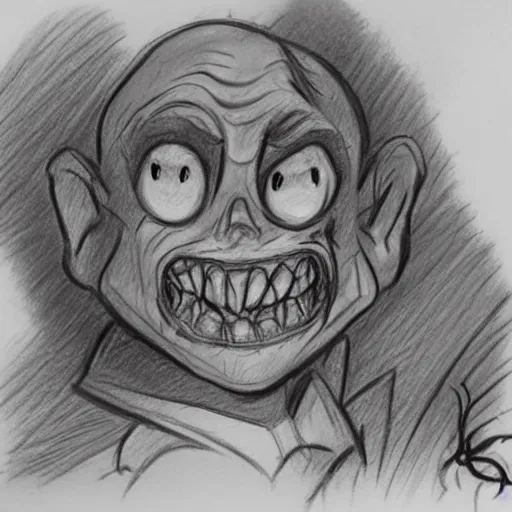 Prompt: milt kahl pencil sketch a lovecraftian zombie horror loomis loomis