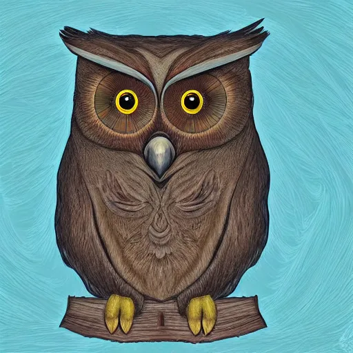 Image similar to a mix between an owl and a bear, high detail digital art