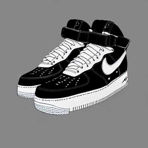 Prompt: Nike Air Force 1 shoe concept art