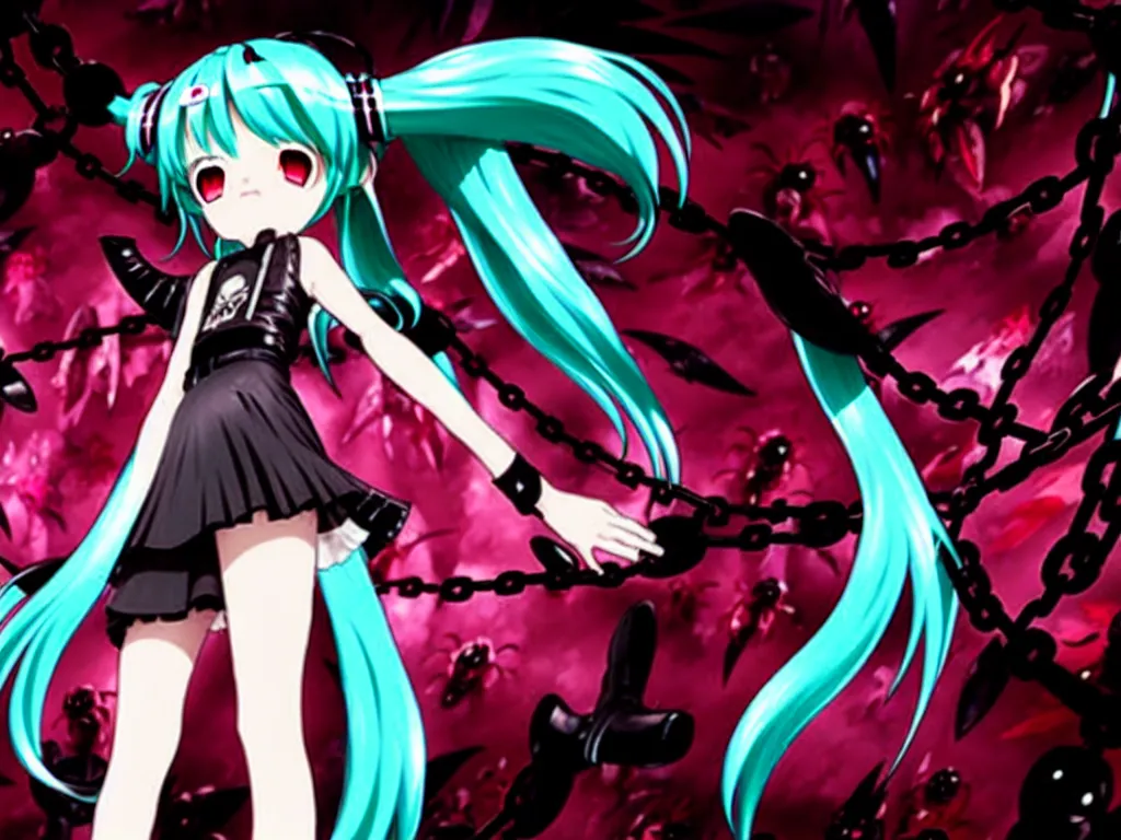 hatsune miku in a dark red dungeon surrounded by | Stable Diffusion ...