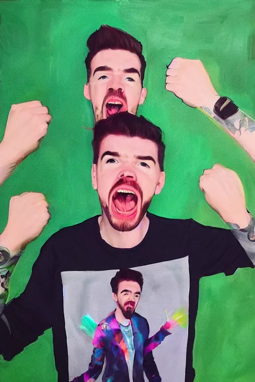 Image similar to Sean McLoughlin, Jacksepticeye, Irish Youtuber, solo portrait, yelling super loud, extreme yelling 🎨🖌️