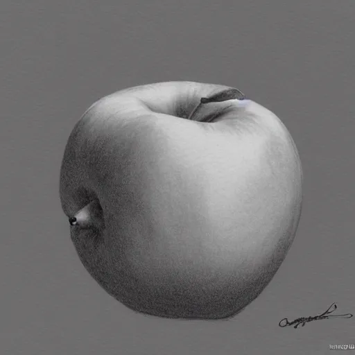 Prompt: bargue drawing of an apple, by Charles Bargue, academic, trending on artstation