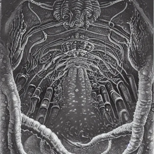 Image similar to lovecraftian shoggoth, illustrated matte painting of a progressive rock album cover, 1 9 7 0 s