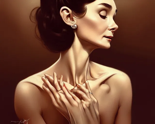 Prompt: photography of audrey hepburn, deep focus,, intricate, elegant, highly detailed, digital painting, artstation, concept art, matte, sharp focus, illustration, art by artgerm and greg rutkowski and alphonse mucha