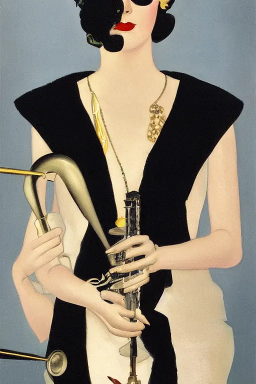 Image similar to a oil painting depicting a Jazz Age high society figure, 1920s style, smooth, highly detailed, high contrast, Coles Phillips, Dean Cornwell, JC Leyendecker, 8K