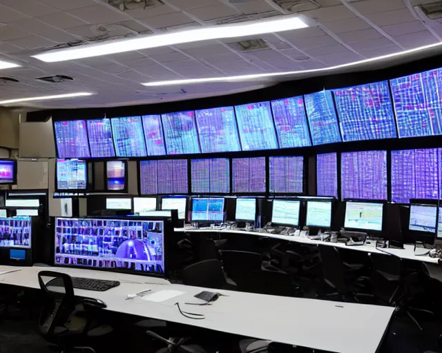 Prompt: control room with lots of screens and panels and glowing lights, realistic, detailed, intricate