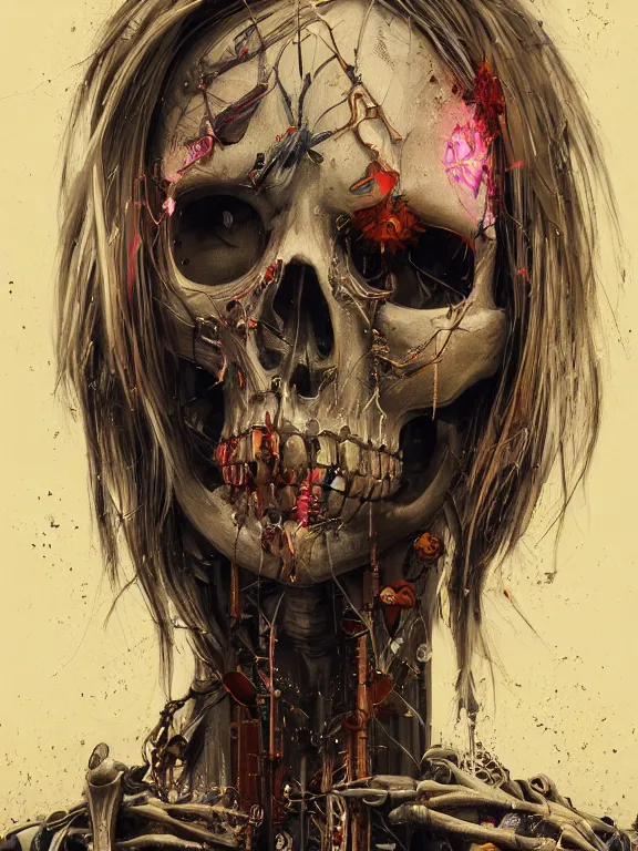 Prompt: art portrait of hooded skeleton ,8k,by tristan eaton,Stanley Artgermm,Tom Bagshaw,Greg Rutkowski,Carne Griffiths,trending on DeviantArt,face enhance,hyper detailed,minimalist,cybernetic, android, blade runner,full of colour,