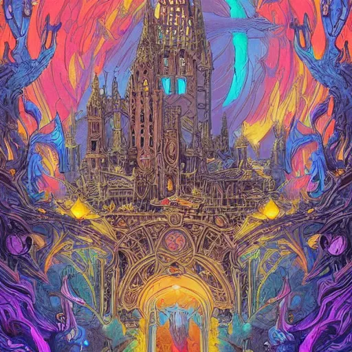 Image similar to list of colouring pages from the otherworldly fantasy items book, glowing lights, epic fantasy, colorfully, detailed illustration, digital art, highly saturated colors, overdetailed art, concept art, detailed illustration, hd, 4 k, digital art, greg rutkowski, dan mumford, trending on artstation