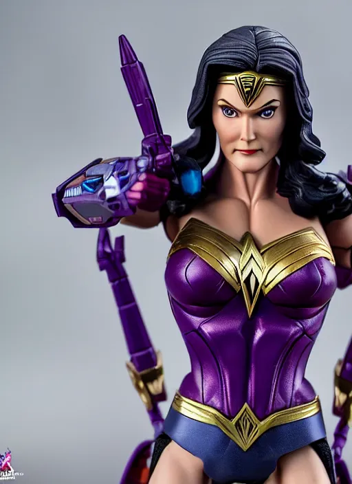 Image similar to transformers decepticon lynda carter's wonder woman action figure from transformers : kingdom, symmetrical details, by hasbro, takaratomy, tfwiki. net photography, product photography, official media