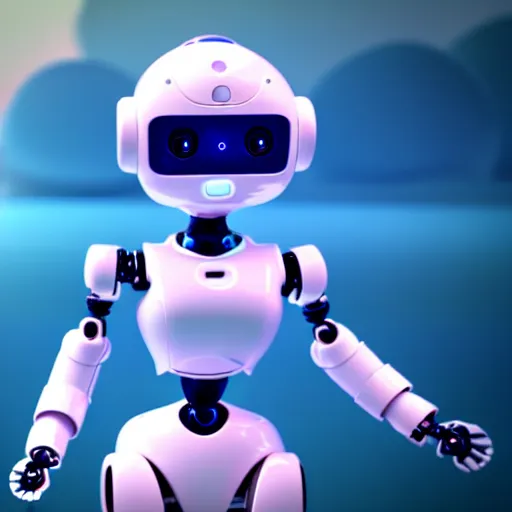 Image similar to a cute little robot is made of eis. super realistic 8 k render of a elegant, cinematic composition