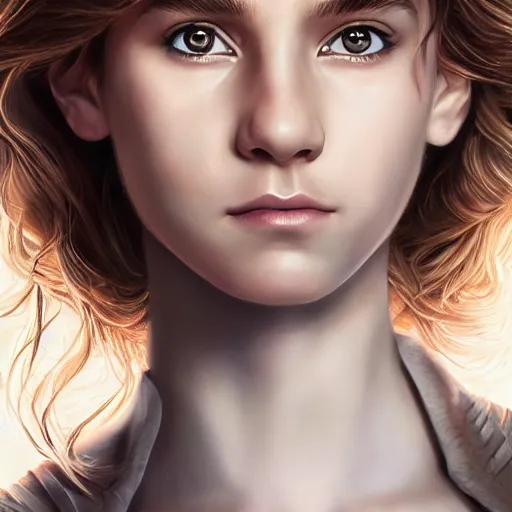 Image similar to hermione granger, professionally retouched, realistic, smooth face, perfect eyes, symmetrical, full body shot, wide angle, sharp focus, 8 k high definition, insanely detailed, intricate, elegant, art by artgerm