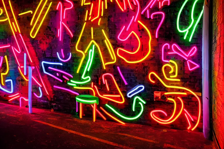 Prompt: neon graffiti by caravaggio