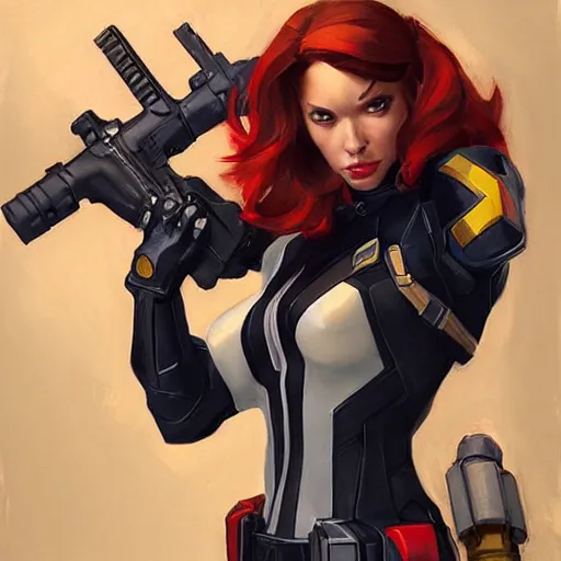 Image similar to greg manchess portrait painting of fully armored cap america aka black widow as overwatch character, medium shot, asymmetrical, profile picture, organic painting, sunny day, matte painting, bold shapes, hard edges, street art, trending on artstation, by huang guangjian and gil elvgren and sachin teng