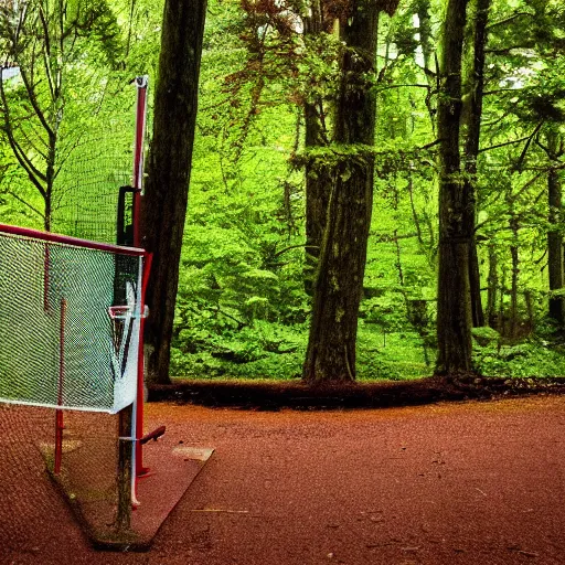 Image similar to basketball hoop in the forest, rain