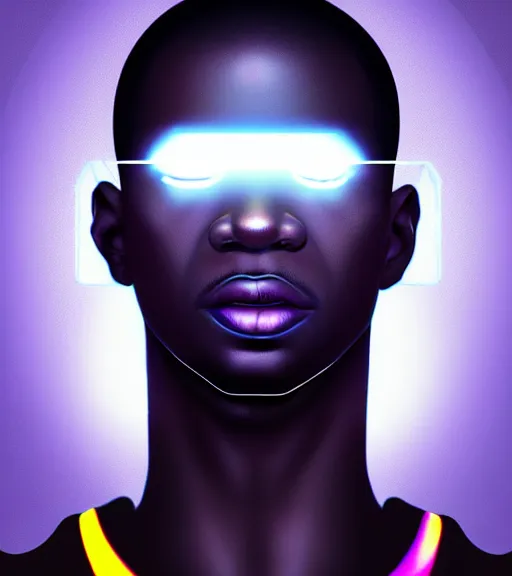 Image similar to symmetry!! african prince of technology, solid cube of light, hard edges, product render retro - futuristic poster scifi, lasers and neon circuits, dark skin man african prince, intricate, elegant, highly detailed, digital painting, artstation, concept art, smooth, sharp focus, illustration, dreamlike, art by artgerm