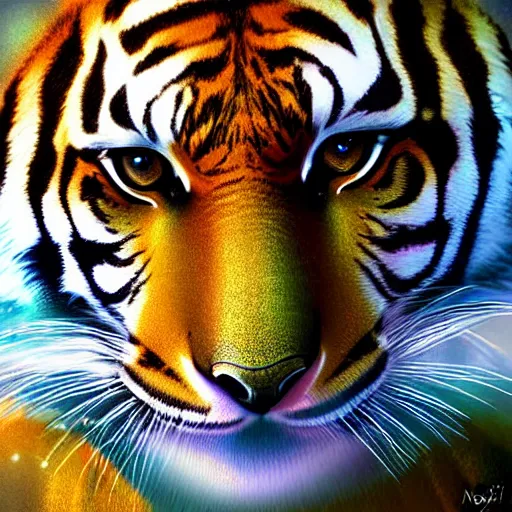 Image similar to a tigress goddess digital art by Nozomi Nakayama