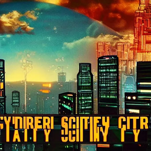 Image similar to synthesizer city, cinematic