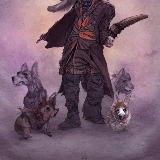 Image similar to a corgi warlock style of jean baptiste monge