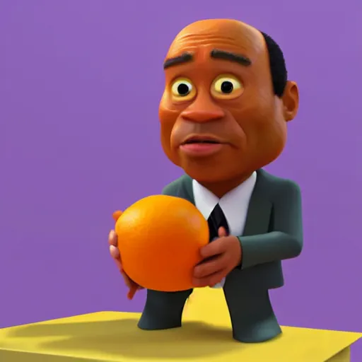 Prompt: oj simpson with orange juice head!!!!, pixar character, stage background, pixar, 3 d,