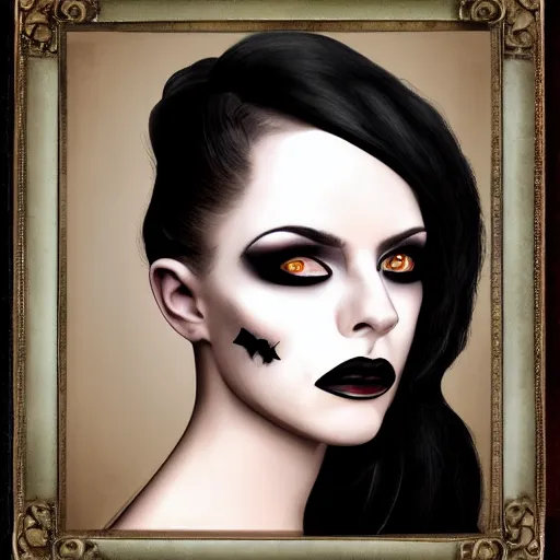 Prompt: realistic portrait of dark goth beauty