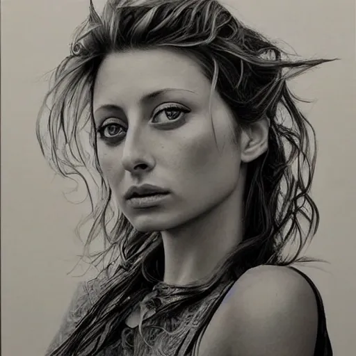 Prompt: pencil art, detailed portrait of aly michalka, intricate, hyper detailed, realistic, oil painting, by yoshitaka amano, cinematic lighting