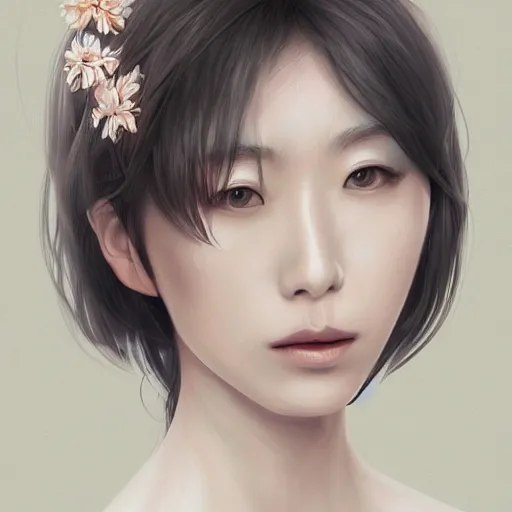 Prompt: erika ikuta, portrait, elegant, highly detailed, digital painting, smooth, sharp focus, illustration, 4 k