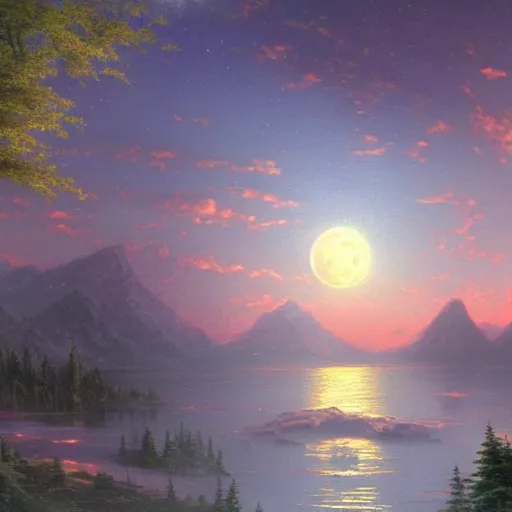 a beautiful matte painting of the moon, by bob ross | Stable Diffusion ...