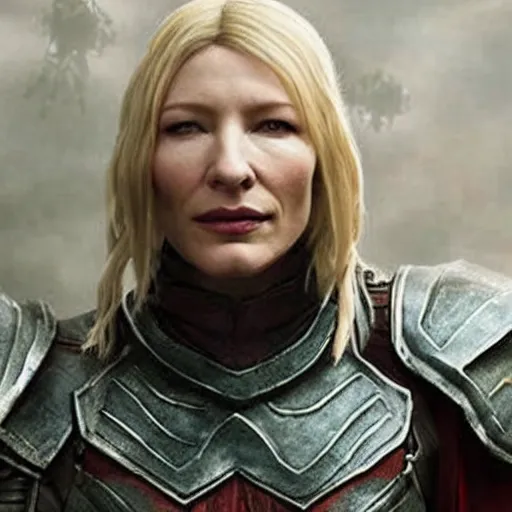 Image similar to cate blanchett as Astrid from Skyrim, dark brotherhood