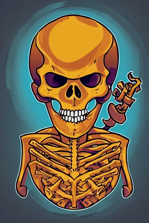 Image similar to Portrait of a evil skeleton that is a wizard casting a spell , wizard, medieval, sticker, colorful, casting epic spell, magic the gathering artwork, D&D, fantasy, artstation, heroic pose, illustration, highly detailed, simple, smooth and clean vector curves, no jagged lines, vector art, smooth