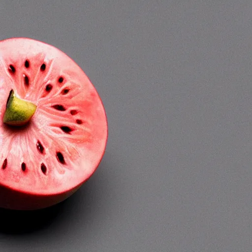 Image similar to centered hyper-realistic single piece of fruit, gray background