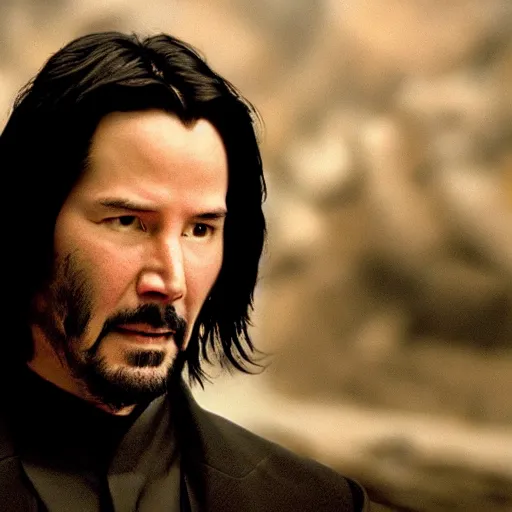 Image similar to cinematic film still of Keanu Reeves in Star Wars, high detail