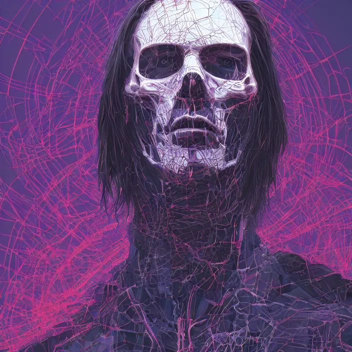 Image similar to portrait of Keanu Reeves as skeleton. intricate abstract. intricate artwork. by Tooth Wu, wlop, beeple, dan mumford. octane render, trending on artstation, greg rutkowski very coherent symmetrical artwork. cinematic, hyper realism, high detail, octane render, 8k, iridescent accents