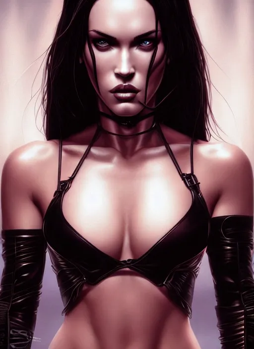 Image similar to symmetry!! gantz portrait of megan fox as a female vampire, unholy, intricate, highly detailed, dynamic lighting, digital art, digital painting, artstation, terence nielsen, sharp focus, illustration, art by artgerm and greg rutkowski and moebius, 8 k