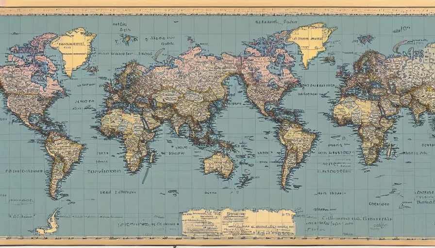 Image similar to miller projection geopolitical world map of strangereal