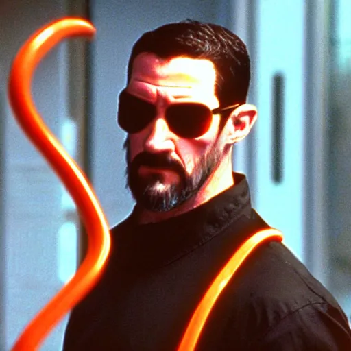 Image similar to a film still of Gordon Freeman in The Matrix (1999)