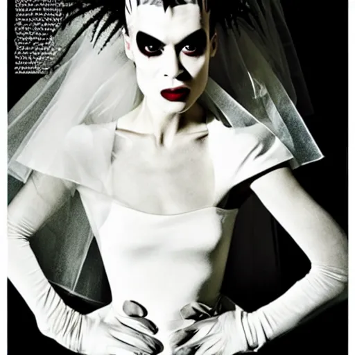 Prompt: mario testino photography, bride of frankenstein