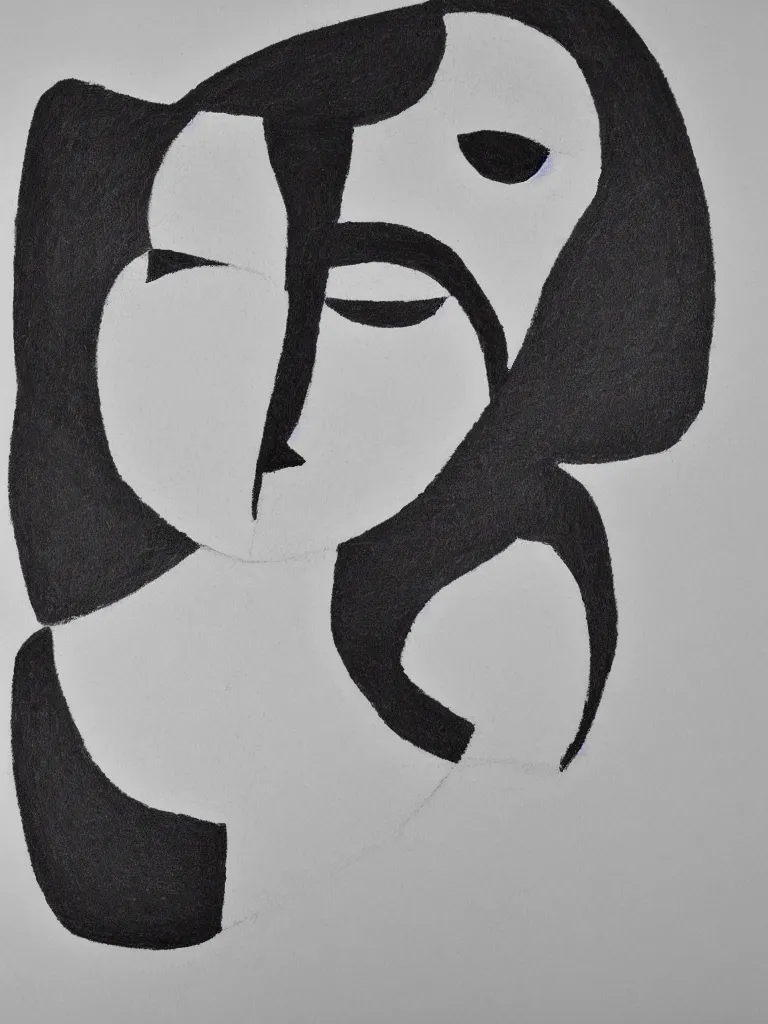 Image similar to minimalist female portrait, one line drawing, bold quick sketch inspired by bauhaus, henri matisse.