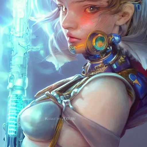 Image similar to studio portrait of lawful good colorful female holy mecha paladin absurdly beautiful, elegant, young sensual graceful woman, ultrafine hyperrealistic detailed face illustration by kim jung gi, irakli nadar, intricate linework, sharp focus, bright colors, matte, octopath traveler, final fantasy, unreal engine highly rendered, global illumination, radiant light, intricate environment